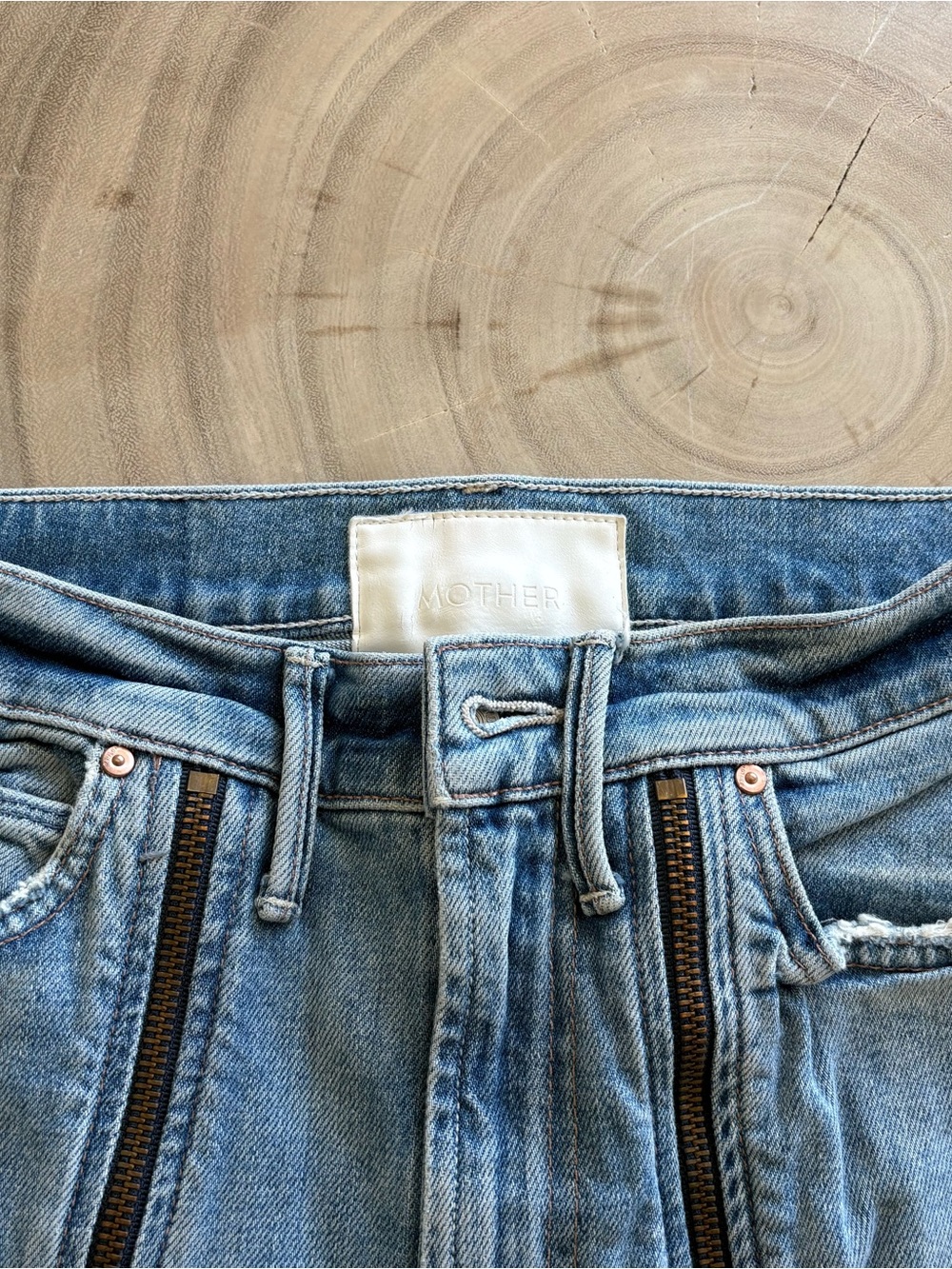 MOTHER “High Waisted Rascal Zip Step Fray” Size 24 - Picture 8 of 10